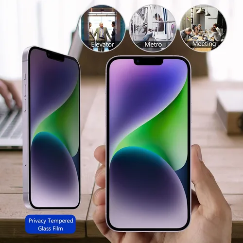 Vista 5 de ProCase Paquete de 2 protectores de pantalla de privacidad para iPhone 14 Plus iPhone 13 Pro Max, protector de pantalla de vidrio templado oscuro 9H