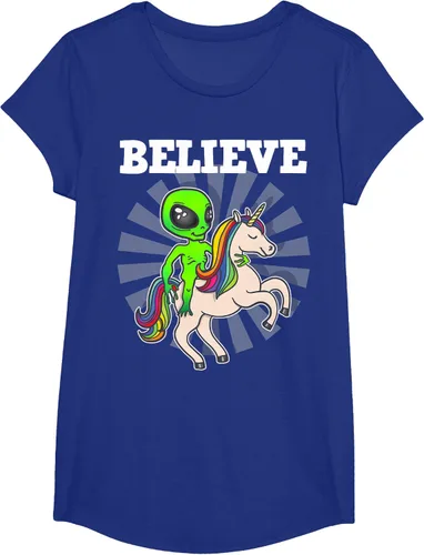 Vista 30 de Believe Space Alien Riding Unicorn - Camiseta de regalo divertida, Negro, S