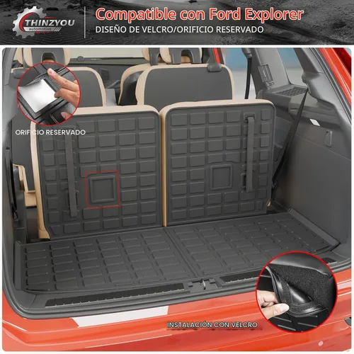 Vista 3 de Cargo Mat with 3rd Row Backrest Mat for 2020-2026 Ford Explorer