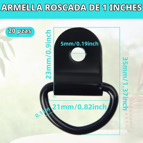 Vista 2 de Anclaje de amarre de anillo en D, ganchos de amarre de anillo en D resistentes, ganchos de anillo D de acero inoxidable para camión, ganchos