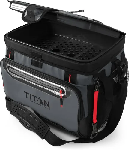 Vista 10 de Titan by Arctic Zone Deep Freeze Cooler - Zipperless Hardbody Cooler - Deep Freeze Insulation, HardBody Liner, and SmartShelf Gris Piel de Tiburón