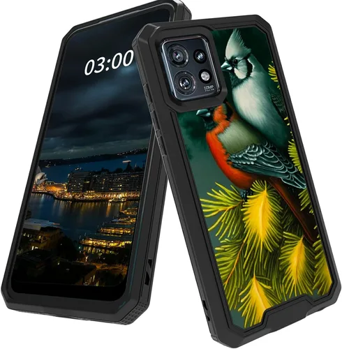Vista 28 de Funda para Motorola Edge Plus para Moto Edge Plus 2023 con diseño de patrón de mariposa artística a prueba de caídas de policarbonato duro de doble