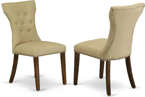 Vista 8 de East West Furniture DLGA3-AWA-03 - Juego de mesa de comedor de 3 piezas que contiene una mesa de cocina redonda con gotas y 2 sillas Parson, 42 x 42