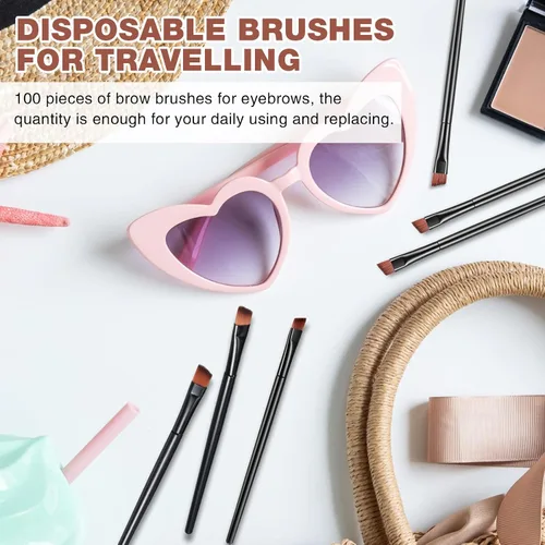 Vista 7 de Gerrii 100 cepillos desechables en ángulo para cejas, cepillo delineador de ojos, cepillos de ángulo desechables, pinceles de tintado para mujeres