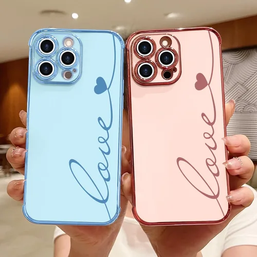 Vista 8 de LAPOPNUT Funda compatible con iPhone 13 Pro, bonito diseño de corazón de amor para mujeres y niñas, parachoques chapado de lujo con cubierta
