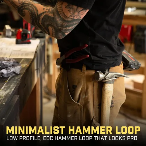 Vista 2 de Holstery HammerMaster Bucle Porta Martillo - Funda de Cinturón con Clip para Herramientas Sostiene Martillos, Hacha o Mazo