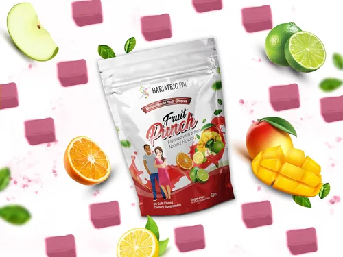 Vista 3 de BariatricPal Multivitamínico suave masticable sin hierro - Ponche de frutas (180 unidades)