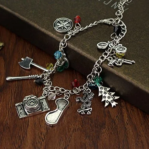 Vista 5 de GOTEHE Collar extraño y pulseras finas temáticas con dije joyería del alfabeto luz para Halloween cosplay joyería para mujeres y hombres Zinc No es