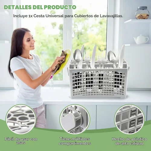 Vista 6 de Universal Dishwasher Basket Replacement - 2 in 1 Utensil/Cutlery Basket