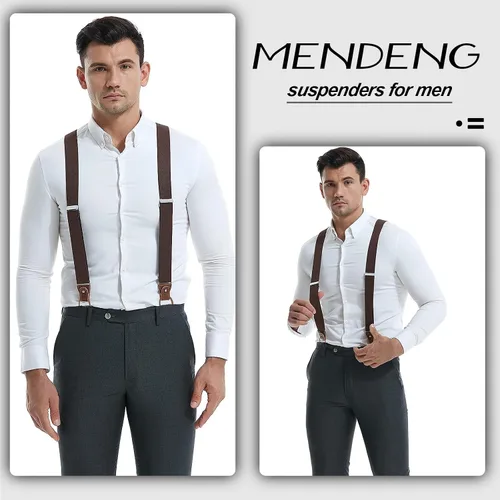 Vista 52 de MENDENG Tirantes de gancho giratorio de bronce vintage con 4 tirantes ajustables para hombre