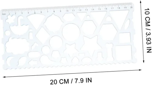 Vista 2 de 3pcs Geométrico Papelería Herramienta de Dibujo Geométrico Plantilla Regla Geométrica Regla