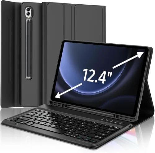 Vista 10 de Funda de teclado para Samsung Galaxy Tab A9+ Tablet de 11 pulgadas, teclado Bluetooth desmontable, funda inteligente Galaxy A9 Plus con teclado