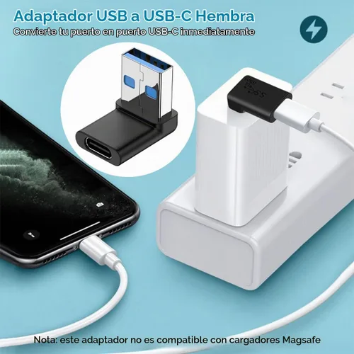 Vista 2 de Herfair Adaptador USB C a A de 90 grados, paquete de 2 unidades de ángulo recto USB3.2 Tipo-C hembra a un macho convertidor vertical de puerto USB