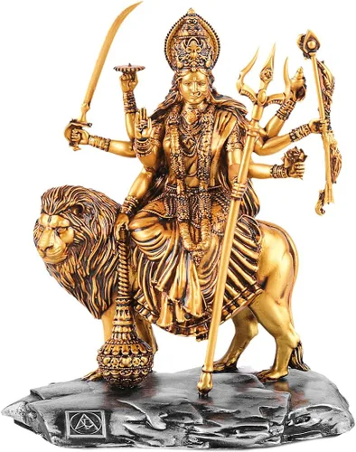 Vista 2 de Artarium Shri Durga MATA Idol Estatua antigua Sherawali MATA Shri Vaishno Devi Maa Durga MATA Idol para tablero de automóvil y decoración