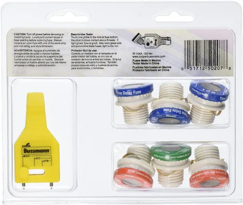 Vista 2 de Bussmann Surtido de fusibles SL-EK SL contiene 3 Ea. SL-15, 2 Ea. SL-20 y 1 Ea. SL-30 y 1 probador de fusibles, paquete de 6 más probador