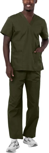 Vista 27 de Adar Uniforms Conjunto de ropa médica unisex universal - Juego de ropa médica unisex con cordón Negro