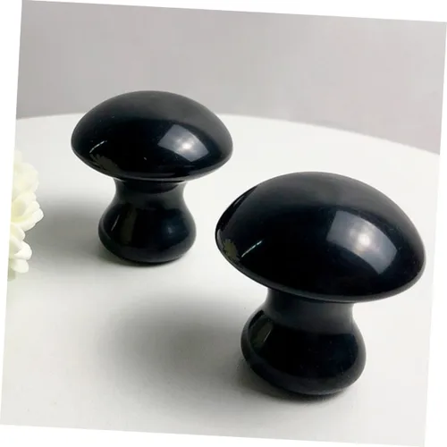 Vista 2 de ABOOFAN Herramienta de masaje de hongos de obsidiana Gua Sha Stone Masajeador Facial Face Stone Gua