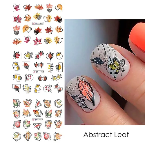 Vista 12 de Calcomanías de arte de uñas de otoño, calcomanías de agua de otoño, suministros de uñas, hojas de arce, pavo, calabaza, diseño de calcomanías