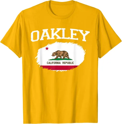 Vista 86 de OAKLEY CA CALIFORNIA Flag Vintage USA Sports Hombre Mujer Camiseta, Negro