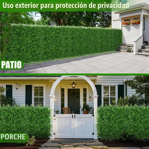 Vista 7 de 6 paneles de pared de césped de 20 x 20 pulgadas, fondo de hierba de helecho artificial con protección UV, paneles de boj de plantas de vegetación