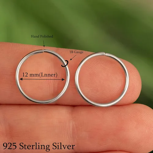 Vista 52 de Aretes de aro de oro de plata – Aretes de aro para mujer, dos piezas de aros de plata fina rellenos de oro, aro de hélice, anillo de tragus, aro