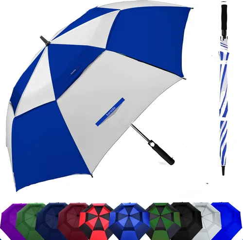 Vista 26 de Paraguas de golf extragrande de 62, 68 y 72 pulgadas, con doble dosel ventilado, resistente al viento, impermeable, de apertura automática