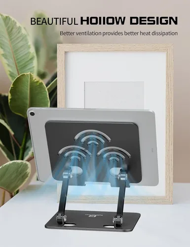 Vista 5 de Soporte Ajustable para Tablet de Escritorio, Soporte de Aluminio Premium para iPads, Tablets, Kindles, Switch, Teléfonos y Todos los Dispositivos