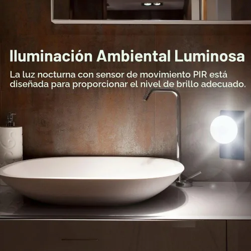 Vista 4 de Luz de sensor de noche brillante LED Sensor de movimiento y luz Toma de corriente alterna enchufable cuello flexible giratorio PIR lámpara