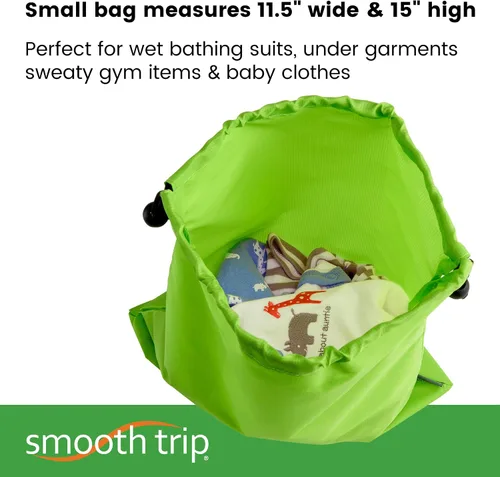 Vista 3 de Smooth Trip Bolsas de lavandería de viaje con barrera de bloqueo de olores para ropa húmeda y sucia, juego de 2 bolsas compactas plegables que caben