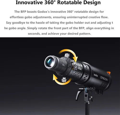 Vista 3 de Godox BFP - Accesorio de proyección de flash para Bowens Mount Flash Speedlite, diseño giratorio de 360°, montaje de lente EF, accesorio de luz
