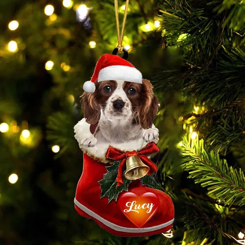 Vista 63 de Adorno de Navidad de perro afgano en bota de Papá Noel, adorno de nombre de perro personalizado, regalo para amante de los perros, decoración