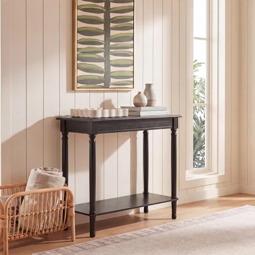 Vista 2 de SAFAVIEH Home Collection Tinsley - Mesa consola con estante inferior rectangular color negro
