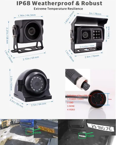 Vista 5 de 4-CH 1080 p Autobús móvil del vehículo CCTV DVR Video Recorder Kit con visión nocturna impermeable lateral frontal trasera Cámara del coche 7