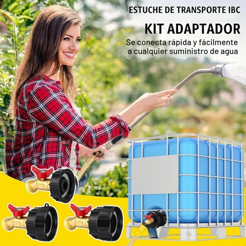 Vista 7 de Adaptador de asas Ibc, válvula doble roja, 1/2 '' macho Npt a 3/4 '' Ght Válvula Ibc para tanque de agua de 275-330 galones, válvula de grifo