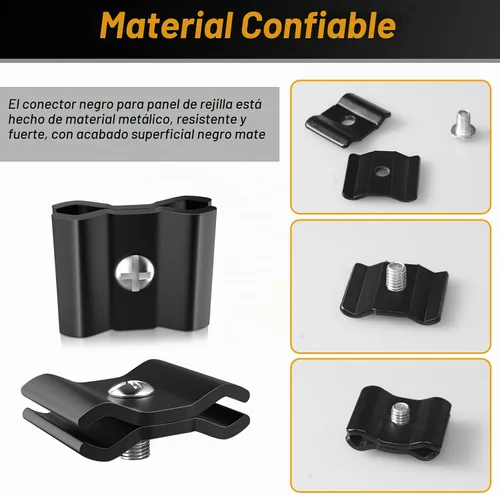 Vista 6 de 18 piezas de clips de unión de rejilla de alambre negro conectores de panel de rejilla para paneles de rejilla de pared
