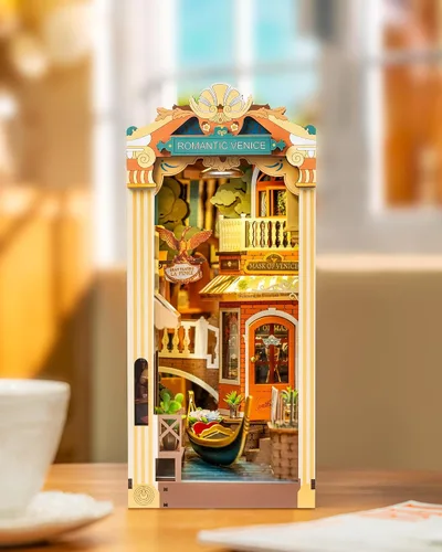 Vista 8 de Rolife Kit de rincón de libros para adultos, kit de rincón de libros en miniatura, rompecabezas de madera 3D, sujetalibros decorativos creativos