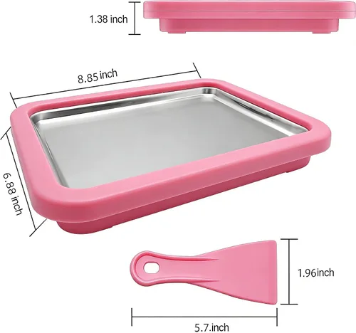 Vista 5 de Rolled Ice Cream Maker Kit, DIY Ice Cream Roll Tray with 2 Scrapers, No Electricity Required, Stainless Steel Freezing Plate for Rolled Ice Cream
