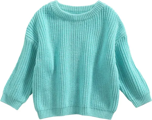Vista 17 de Karwuiio Suéter de punto para bebé, niña, niño, cuello redondo, manga larga, sudadera para otoño e invierno A-gris