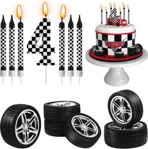 Vista 15 de Velas de cumpleaños de construcción número 1, juego de 12 adornos de construcción para tartas, decoración de pastel de excavadora para cumpleaños