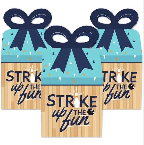 Vista 2 de Big Dot of Happiness Strike Up the Fun - Bolos - Cajas de regalo cuadradas - Cajas de regalo para fiesta de cumpleaños o baby shower - Juego de 12