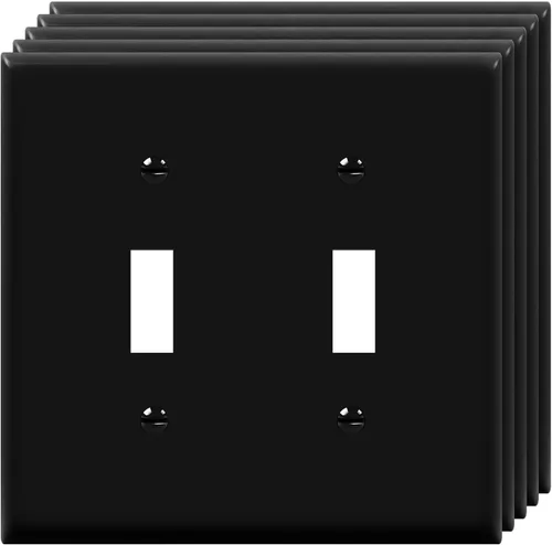 Vista 23 de ENERLITES Placa de Interruptor de Pared Doble, Placa de Interruptor de Palanca, 2-Gang Tamaño Mediano 4.88" x 4.92", Policarbonato Termoplástico