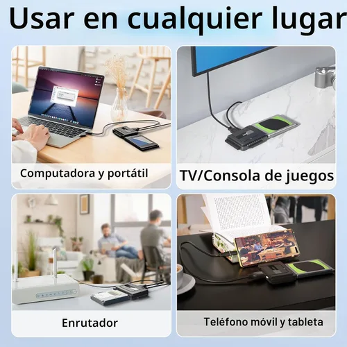 Vista 5 de Alxum IDE a SATA Adaptador USBC Lector de Disco Duro Externo con Fuente de Alimentación USB 3.0 5Gbps IDE Enclosure,Recovery Converter for