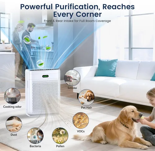 Vista 7 de Purificadores de aire para el hogar habitación grande con control remoto, hasta 3000 pies cuadrados, filtro de aire doble cara H13 Hepa con pantalla