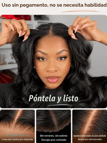 Vista 3 de UNICE Pelucas de cabello humano con cierre de encaje HD Blendaway de 5 x 5, peluca de cabello humano sin pegamento con onda del cuerpo, con cordón