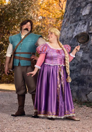 Vista 2 de Disfraz Premium de Rapunzel para Mujer Talla Plus Multicolor