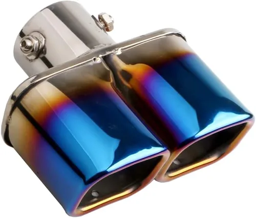 Vista 3 de Sakali Silenciador universal de 2.5 pulgadas para tubos de escape de automóvil de acero inoxidable, tubo de escape de automóvil cuadrado doble