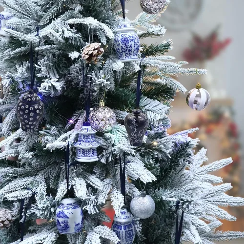 Vista 3 de 6 adornos chinos – Adornos colgantes de porcelana azul y blanca – Adornos de cerámica para árbol de Navidad y decoración de otoño (estilo clásico)