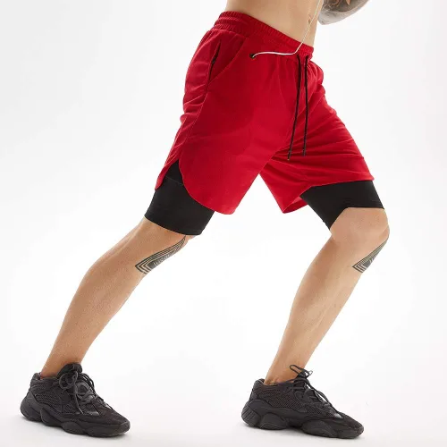 Vista 3 de JWJ Men's 2 in 1 Workout Running Shorts 7 Inch Lightweight Athletic Gym Shorts with Compression Liner