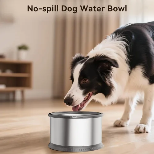 Vista 9 de Tazón de agua para perros sin derrames de 2.5L, juego de cuencos Gris-A