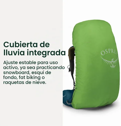 Vista 5 de Osprey Atmos AG 65L Mochila de mochilero para hombre, color negro, S/M